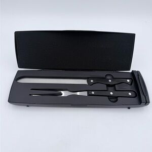 Pampered Chef Meat Knife And Fork Carving Set With Built-In Sharpener NOB